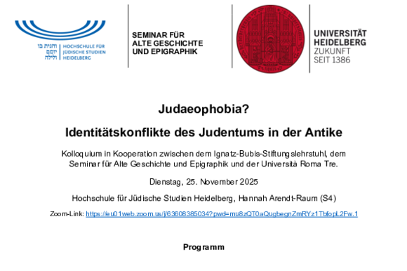 Plakat zum Kolloquium Judaeophobia