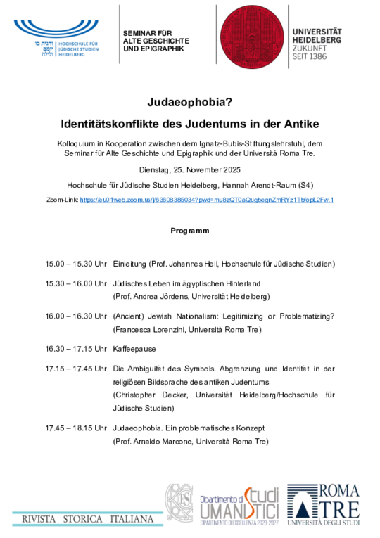 Plakat zum Kolloquium Judaeophobia