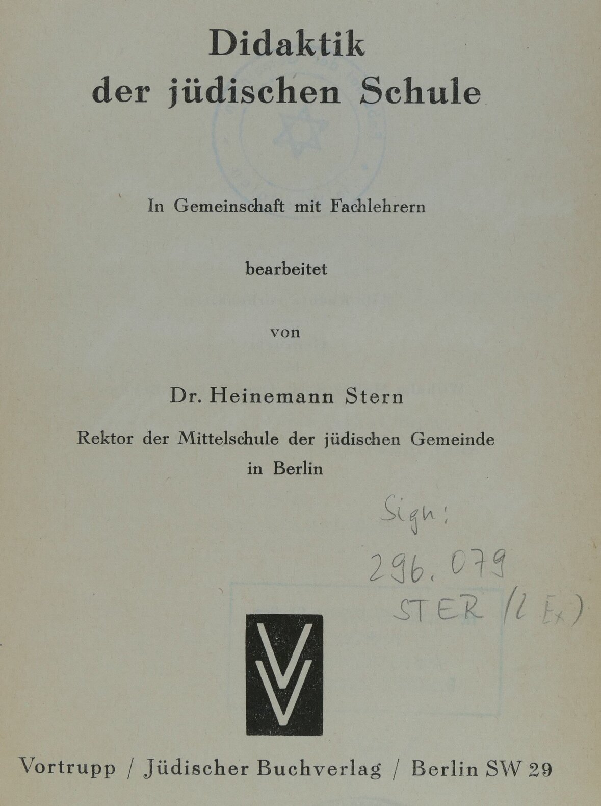 "Didaktik der jüdischen Schule" by Heinemann Stern