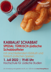 Plakat Schabbatfeier Juli Klein